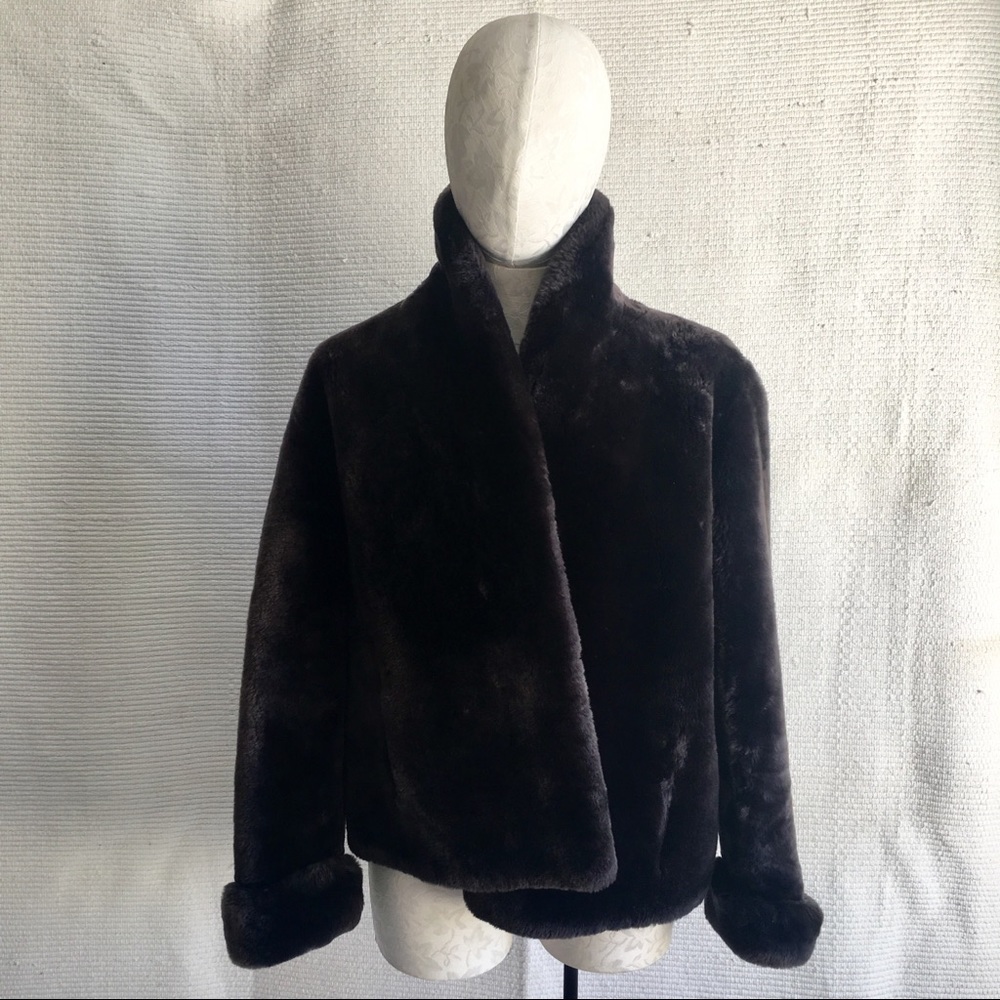 Vintage Fur Mouton Sheepskin Short Jacket Coat - Picture 8 of 8